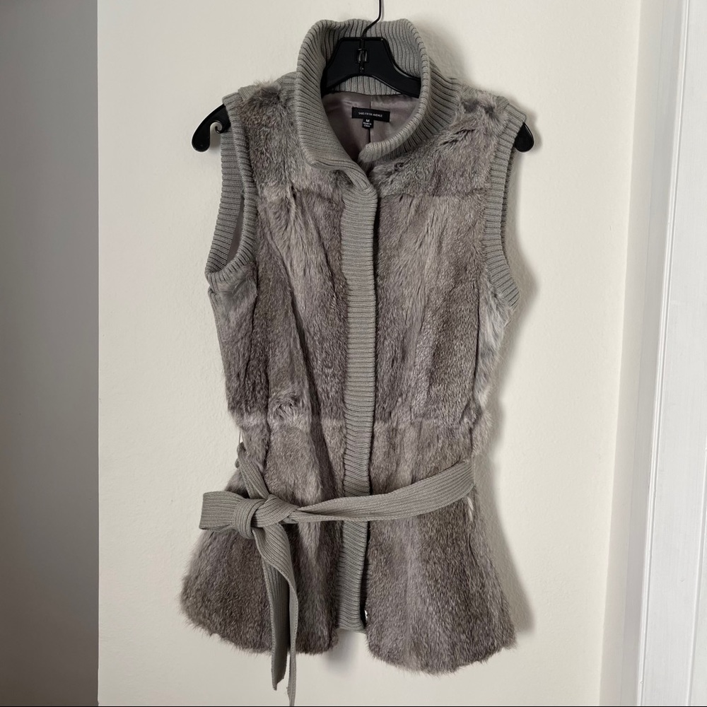 Saks Fifth Avenue Real Rabbit Fur Vest